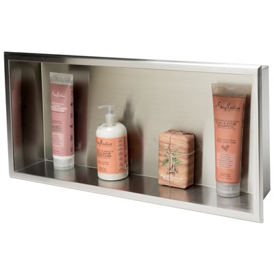 Alfi Bathroom Shelves, Modern, Indoor, Stainless Steel, Recessed, Shower Niche, 811413027283, ABN2412-BSS