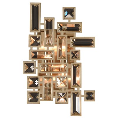 Wall Sconces Allegri Vermeer Firenze Clear Brushed Champagne Gold Firenze Clear Indoor 11191-038-FR001 0720062296622 Wall Sconce BlackebonyGold Art Deco Indoor 
