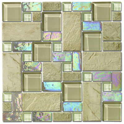 Altto Glass Mosaic Tile and Decorative Tiles, BeigeCreambeigeivorysandnude, Mosaic, Complete Vanity Sets, S0001