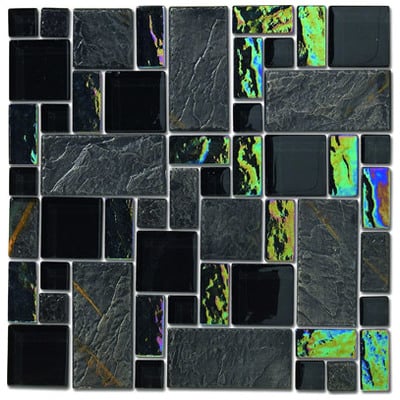 Mosaic Tile and Decorative Til Altto Glass S0003 Blackebony Mosaic Complete Vanity Sets 