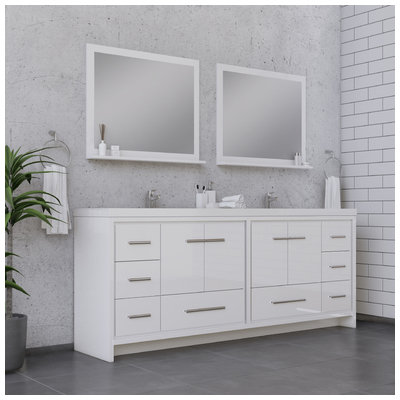 Alya Bathroom Vanities, Double Sink Vanities, 70-90, White, Complete Vanity Sets, Vanity with Top, 608650305850, AB-MD684-W