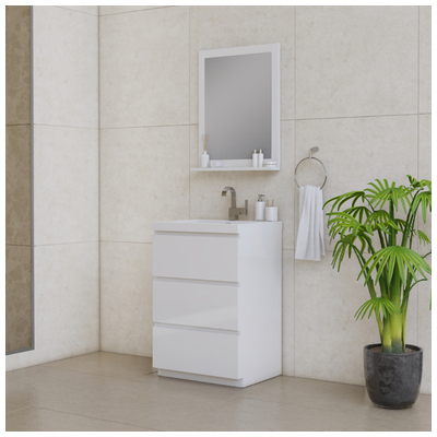 Alya Bathroom Vanities, Under 30, White, Complete Vanity Sets, Vanity with Top, 608650305881, AB-MOA24-W