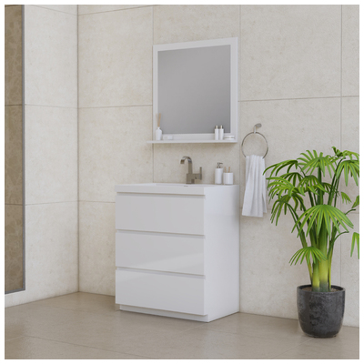 Alya Bathroom Vanities, Under 30, White, Complete Vanity Sets, Vanity with Top, 608650305911, AB-MOA30-W