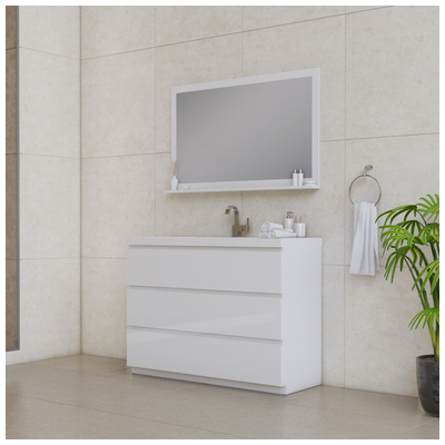 Alya Bathroom Vanities, 40-50, White, Complete Vanity Sets, Vanity with Top, 608650306000, AB-MOA48-W