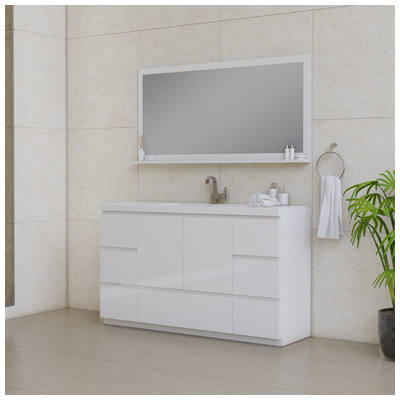 Alya Bathroom Vanities, Single Sink Vanities, 50-70, White, Complete Vanity Sets, Vanity with Top, 608650306031, AB-MOA60S-W