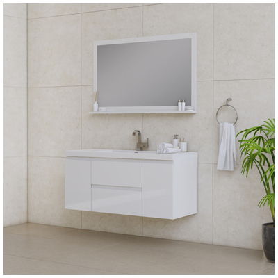 Alya Bathroom Vanities, 40-50, White, Wall Mount Vanities, Complete Vanity Sets, Vanity with Top, 608650306246, AB-MOF48-W