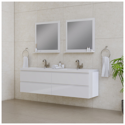 Alya Bathroom Vanities, 70-90, White, Wall Mount Vanities, Complete Vanity Sets, Vanity with Top, 608650306338, AB-MOF72D-W