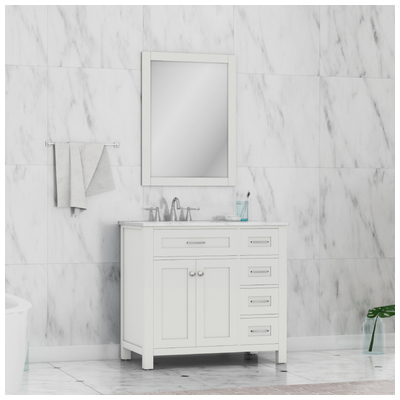 Alya Bathroom Vanities, 30-40, White, Complete Vanity Sets, Vanity with Top, 608650305317, HE-101-36-DR-W-CWMT