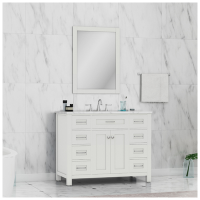 Alya Bathroom Vanities, 40-50, White, Complete Vanity Sets, Vanity with Top, 608650305065, HE-101-42-W-CWMT