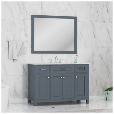 Alya Bathroom Vanities, Single Sink Vanities, 40-50, Modern, gray, Complete Vanity Sets, Modern, Marble, Solid and Hardwood Plywood, Vanity with Top, 617957110463, HE-101-48-G-CWMT