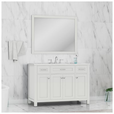 Bathroom Vanities Alya Norwalk Solid and Hardwood Plywood White HE-101-48-W-CWMT 617957110456 Vanity with Top Single Sink Vanities 40-50 Modern White Complete Vanity Sets 25 