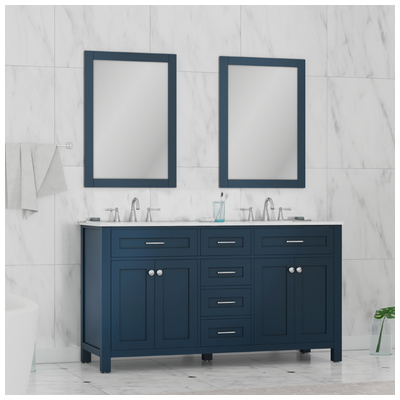 Alya Bathroom Vanities, Double Sink Vanities, 50-70, Blue, Complete Vanity Sets, Vanity with Top, 608650305546, HE-101-60D-B-CWMT