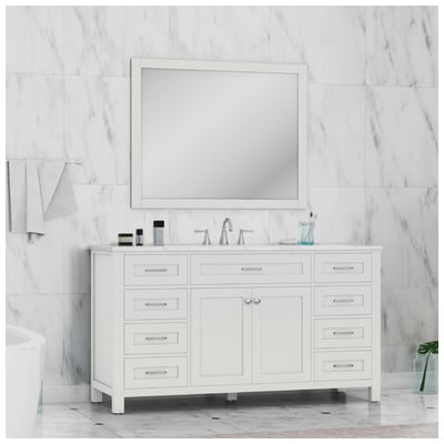 Bathroom Vanities Alya Norwalk Solid and Hardwood Plywood White HE-101-60S-W-CWMT 617957110487 Vanity with Top Single Sink Vanities 50-70 Modern White Complete Vanity Sets 25 