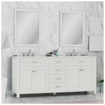 Alya Bathroom Vanities, Double Sink Vanities, 70-90, White, Complete Vanity Sets, Vanity with Top, 608650305119, HE-101-72D-W-CWMT
