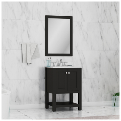 Bathroom Vanities Alya Wilmington Solid and Hardwood Plywood Espresso HE-102-24-E-CWMT 617957110562 Vanity with Top Single Sink Vanities Under 30 Modern Dark Brown Complete Vanity Sets 25 
