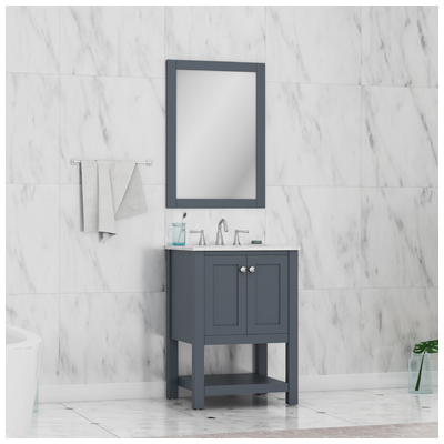 Alya Bathroom Vanities, Single Sink Vanities, Under 30, Modern, gray, Complete Vanity Sets, Modern, Marble, Solid and Hardwood Plywood, Vanity with Top, 617957110555, HE-102-24-G-CWMT