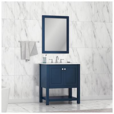 Alya Bathroom Vanities, Under 30, Blue, Complete Vanity Sets, Vanity with Top, 608650305577, HE-102-30-B-CWMT