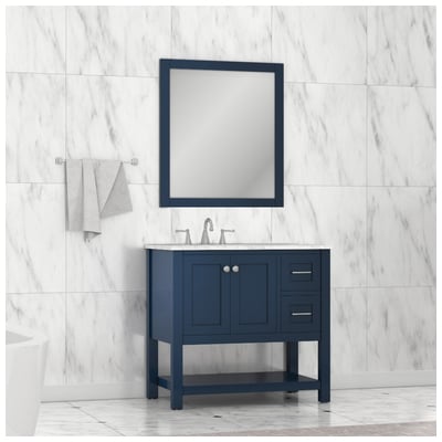 Alya Bathroom Vanities, 30-40, Blue, Complete Vanity Sets, Vanity with Top, 608650305584, HE-102-36-B-CWMT