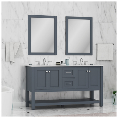 Alya Bathroom Vanities, Double Sink Vanities, 50-70, Modern, gray, Complete Vanity Sets, Modern, Marble, Solid and Hardwood Plywood, Vanity with Top, 617957110678, HE-102-60D-G-CWMT