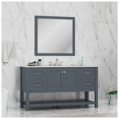 Alya Bathroom Vanities, Single Sink Vanities, 50-70, Modern, gray, Complete Vanity Sets, Modern, Marble, Solid and Hardwood Plywood, Vanity with Top, 617957110647, HE-102-60S-G-CWMT