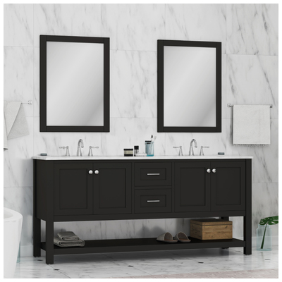 Alya Bathroom Vanities, Double Sink Vanities, 70-90, Dark Brown, Complete Vanity Sets, Vanity with Top, 608650305157, HE-102-72D-E-CWMT