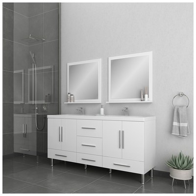 Alya Bathroom Vanities, Double Sink Vanities, 50-70, Modern, White, Complete Vanity Sets, Modern, acrylic, Vanity with Top, 729378899640, AT-8063-W