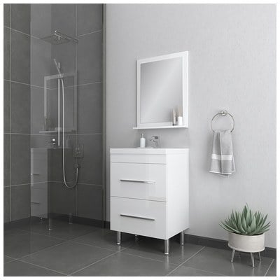 Alya Bathroom Vanities, Single Sink Vanities, Under 30, Modern, White, Complete Vanity Sets, Modern, acrylic, Vanity with Top, 729378890548, AT-8080-W
