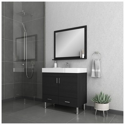 Alya Bathroom Vanities, Single Sink Vanities, 30-40, Modern, black, Complete Vanity Sets, Modern, acrylic, Vanity with Top, 729378890555, AT-8089-B