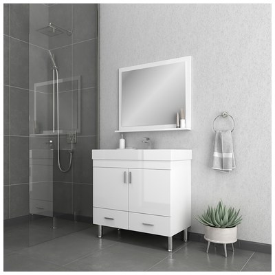 Alya Bathroom Vanities, Single Sink Vanities, 30-40, Modern, White, Complete Vanity Sets, Modern, acrylic, Vanity with Top, 729378890593, AT-8089-W
