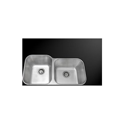 Double Bowl Sinks AmeriSink AS 102 Double Bowl Kitchen Sink Brushed Metal STAINLESS STEEL Undermount Complete Vanity Sets 