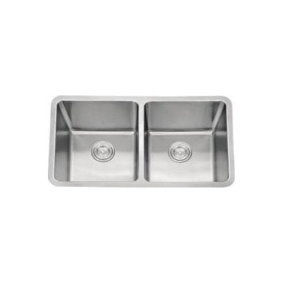 Double Bowl Sinks AmeriSink AS 134 Double Bowl Kitchen Sink Brushed Metal STAINLESS STEEL Undermount Complete Vanity Sets 