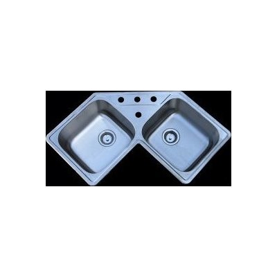 Double Bowl Sinks AmeriSink AS 139 Double Bowl Kitchen Sink Brushed Metal STAINLESS STEEL Complete Vanity Sets 