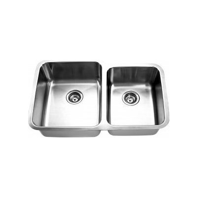 Double Bowl Sinks AmeriSink AS 309 Double Bowl Kitchen Sink Brushed Metal STAINLESS STEEL Undermount Complete Vanity Sets 