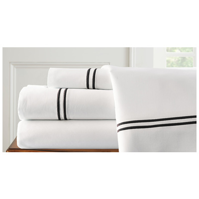Sheets and Sheet Sets Amrapur Italian Hotel collection 55% Cotton/45% polyester 11000DMG-BLK-CK 645470131467 BlackebonyWhitesnow Double King Sheet set Cotton Polyester Poylester 