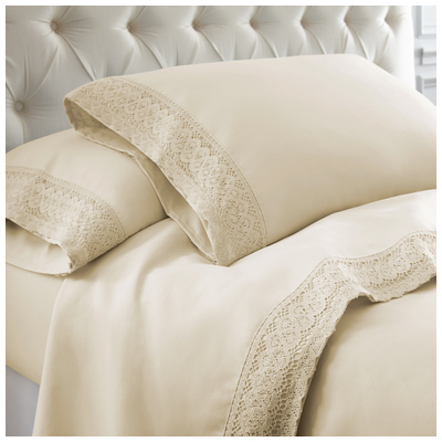 Sheets and Sheet Sets Amrapur Allure 100% Microfiber Polyester 1MFLACEG-LIN-TN 645470182452 Twin Fitted sheet Flat sheet Pillow linen Microfiber Polyester Poy 