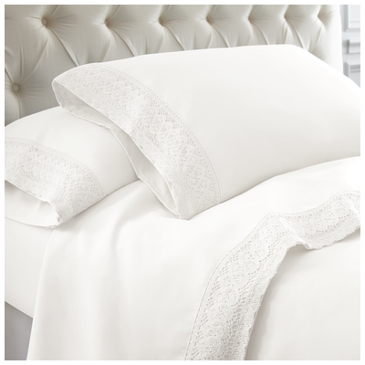 Sheets and Sheet Sets Amrapur Allure 100% Microfiber Polyester 1MFLACEG-WHT-TN 645470182407 Whitesnow Twin Fitted sheet Flat sheet Pillow Microfiber Polyester Poylester 