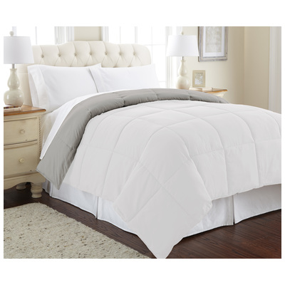 Comforters Amrapur Sanctuary 100% Microfiber 2DWNCMFG-WGY-KG 645470143941 GrayGreyWhitesnow King Microfiber Polyester 