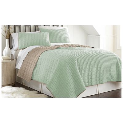 Quilts-Bedspreads and Coverlet Amrapur Sanctuary by PCT 100% Microfiber 3CVTCVSG-JAP-KG 645470178318 Jade King Microfiber Polyester 