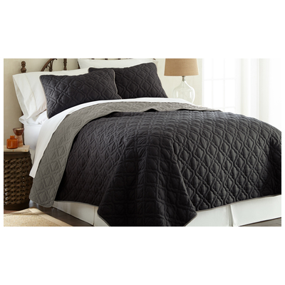 Quilts-Bedspreads and Coverlet Amrapur Sanctuary by PCT 100% Microfiber 3CVTLTSG-BKG-KG 645470178394 Black ebonyGray Grey King Microfiber Polyester 