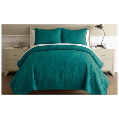 Quilts-Bedspreads and Coverlet Amrapur Allure 100% Microfiber cover Fill: 8 3QLCEMBG-TLW-KG 645470188775 Aqua Blue navy teal turquiose King Cotton Microfiber Polyester 