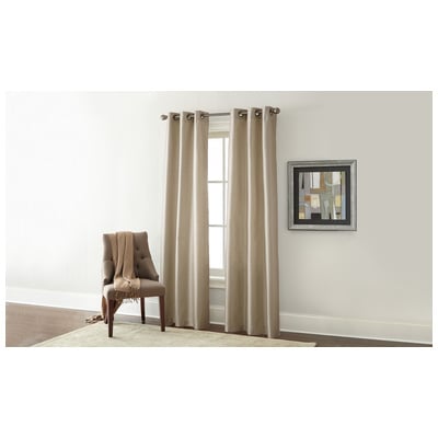 Drapes and Window Treatments Amrapur Home essentials 100% Polyester 5BOCRTNG-TPE-ST 645470139937 Black ebony Grommet 100% Polyester Curtain Black Taupe BlackTaupe 