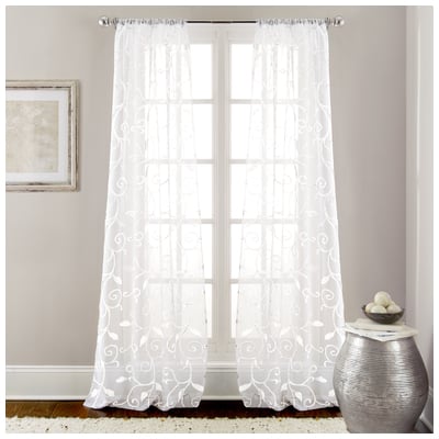 Drapes and Window Treatments Amrapur Home essentials 100% Polyester 5CRTESRG-WHT-ST 645470151304 White snow 100% Polyester Curtain White White 