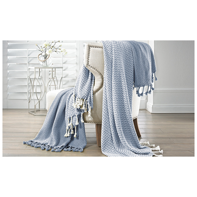 Blankets and Throws Amrapur The comfort collection 100% Cotton 5CTNTRWM-BLU-ST 645470189888 Blue navy teal turquiose indig Throw Cotton Cotton 