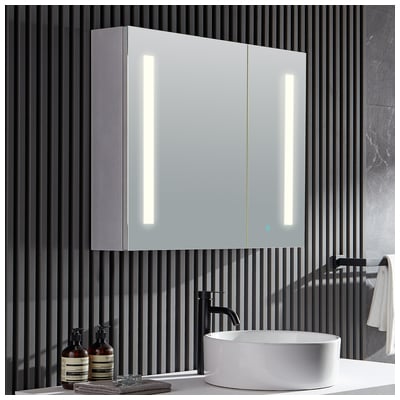 Bathroom Mirrors Anzzi Aluminum Silver Silver BA-LMDFVCB007AL 191042055490 BATHROOM - Mirrors - LED Mirro Copper Glass Metal Aluminum St 