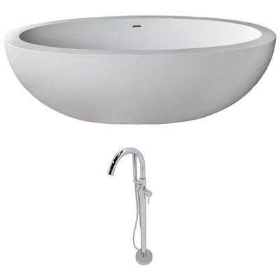 Free Standing Bath Tubs Anzzi Lusso Series Solid Surface Matte White White FT504-0025 848308088180 BATHROOM - Bathtubs - Freestan Chrome Faucet 