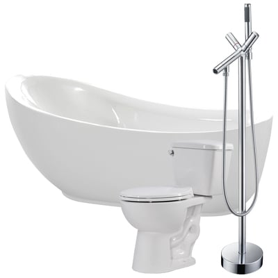 Free Standing Bath Tubs Anzzi Talyah Series Acrylic Glossy White White FTAZ090-42C-63 191042030817 BATHROOM - Bathtubs - Freestan Acrylic Fiberglass Faucet Toilet 