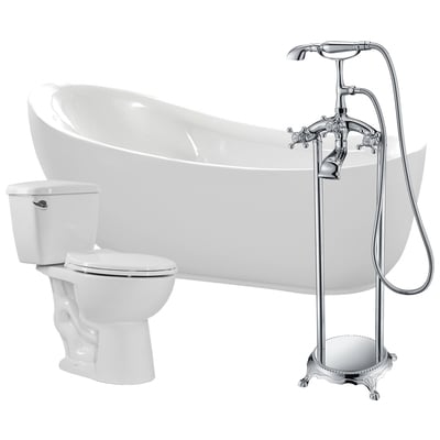 Anzzi Free Standing Bath Tubs, Acrylic,Fiberglass, Faucet,Toilet, White, Acrylic, BATHROOM - Bathtubs - Freestanding Bathtubs - One Piece - Acrylic, 191042030831, FTAZ090-52C-63