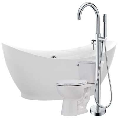 Free Standing Bath Tubs Anzzi Reginald Series Acrylic Glossy White White FTAZ091-25C-63 191042032880 BATHROOM - Bathtubs - Freestan Acrylic Fiberglass Faucet Toilet 