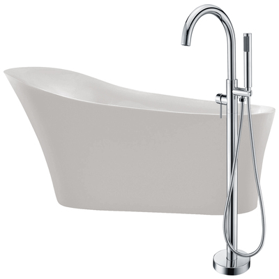 Free Standing Bath Tubs Anzzi Maple Series Acrylic Glossy White White FTAZ092-0025C 191042028616 BATHROOM - Bathtubs - Freestan Acrylic Fiberglass Chrome Faucet 