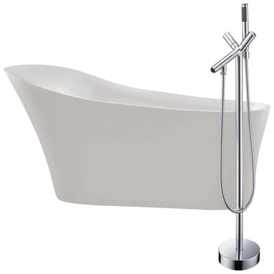 Anzzi Free Standing Bath Tubs, Acrylic,Fiberglass, Chrome, Faucet, White, Acrylic, BATHROOM - Bathtubs - Freestanding Bathtubs - One Piece - Acrylic, 191042028692, FTAZ092-0042C